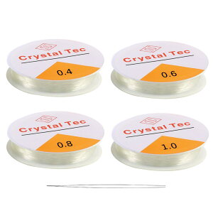 シリコンゴム ブレスレット用 透明 0.4mm 0.6mm 0.8mm 1.0mm 4サイズ ゴム通しワイヤー セット