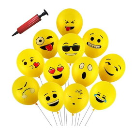 可愛い　黄色笑顔風船　バルーン　12絵文字 12インチ風船　100個セット