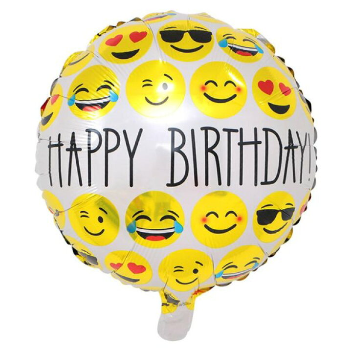 楽天市場 絵文字 Happy Birthday アルミバルーン 18インチ 文字風船 8種類 12個セット Shop Delicious 楽天市場店