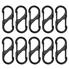 カラビナ S字型 小型 自動ロック 10個セット 亜鉛合金 アウトドア用品 登山用品 キャンプ用品