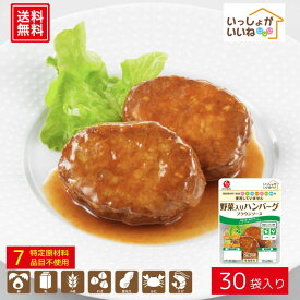 【30袋 送料無料】石井食品 いっしょがいいね 野菜入りハンバーグ ブラウンソース 食物アレルギー配慮 アレルギー対応 弁当 非常食 常温 長期保存 まとめ買い 大容量 業務用 無添加 卵 乳 小麦 えび かに そば 落花生 不使用【1袋あたり237円】 イシイ食品