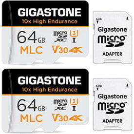 64GB MLC Micro SD Card 高耐久 4K ビデオ撮影 防犯カメラ ドライブレコーダー 監視カメラ 対応 90MB/s U3 Class10 64GB, MLC 2個セット 記録 録画