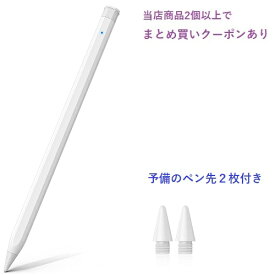 【P12倍_お買い物マラソン中】タッチペン iPad ペン スタイラスペン iPad/iPad Air/iPad mini/iPad Pro対応 ペンシル 極細 高感度 iPad pencil傾き感知 磁気吸着 パームリジェクション付き 軽量 USB-C充電式 ペン先2本付属 ホワイト S10