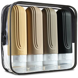 【客室乗務員推薦】トラベルボトル 2024年新型 トラベルセット 一目でわかる 特殊な三重フタ構造 TSA认证 BPAフリー 携帯便利 旅行用 シャンプーボトル 収納ポーチ付 旅行 シャンプー 4本セット Mrsdry