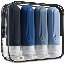 【客室乗務員推薦】トラベルボトル 2024年新型 トラベルセット 一目でわかる 特殊な三重フタ構造 詰め替えボトル 携帯便利 旅行用 用 シャンプーボトル 収納ポーチ付 ブラシ 4本セット Mrsdry