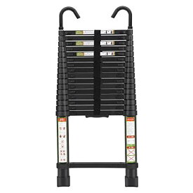 RIKADE 伸縮はしご 耐荷重150kg 軽量 持ち運びやすい 折り畳み 伸縮梯子 多機能アルミはしご 自動ロック スライド式 伸縮自在 梯子 室内室外両用 スライド式 フック付き（ブラック.6.2m）