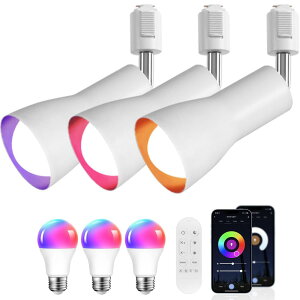 ANWIO ダクトレール用 スポットライト 3個セット 消費電力8.5W(60W形相当) E26口金 810LM リモコン付き Wi-Fi 遠隔操作 Alexa対応 Google Home対応 省エネ 調光 調色 レールライト ダクトレール照明 角
