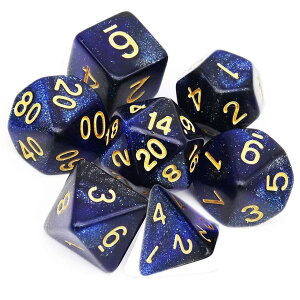 Yourandoll 7�� ���ʑ̂̃_�C�X �T�C�R�� 16mm D20 D12 D10 D8 D6 D4 Dungeons and Dragons �ADND�A TRPG�A MTG�Ȃǃe�[�u���Q�[���p (�u���b�N �u���[ ����)