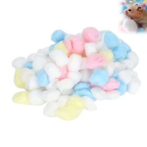 MUYYIKA ハムスター 小動 物 保温綿 床材 コットンボール ふわふわ ふとん ケージ内装 暖かく 吸水性 吸湿性 保温性 敷材 保温床材 冬寒さ対策 100個入り