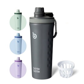 BOTTLE BOTTLE プロテインシェイカー 800ml 大容量 ステンレス水筒 シェーカーボトル スポーツボトル 真空断熱 ウォーターボトル 漏れない 持ち運び便利 広口 洗いやすい メモリ付き グレー