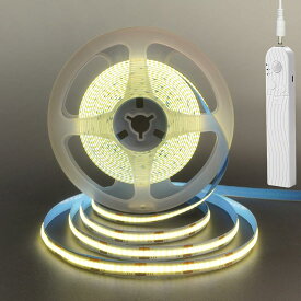クリアヒル（Clearhill）5V モーションセンサー付き 調光可能COB LEDストリップライト 2M 幅8mm LED320個/M ナチュラルホワイト 4000K 充電式 ナイト テープライト クローゼット ワードローブ ベッド 階段 キッチン用 4つのモード