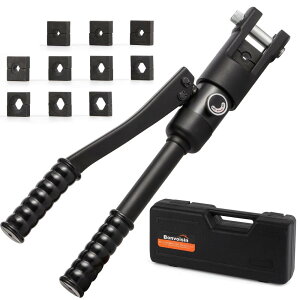 Bonvoisin 油圧圧着工具 高速型 圧着ペンチ 16-240mm2 ハイドロプライヤー 銅/アルミ端子用 ダイス10種付き 専用ケース付き 手動 裸端子圧着用 出力12T 日本語説明書 (MK240)