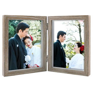 フォトフレーム 2面 2L 額縁 写真立て おしゃれ 写真フレーム 卓上 インテリア プレゼント 誕生日 退職 結婚祝い グレー