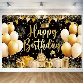 ブラックゴールド バースデー タペストリー ブラックゴールド ケーキ 誕生日 飾り付け バースデー フォトポスター 誕生日 ブラックゴールド 写真背景 Happy Birthday パーティー タペストリー おしゃれ 誕生日 デコレーション