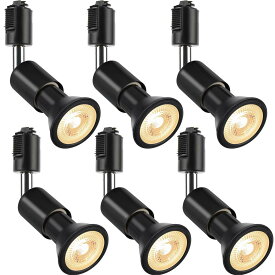 szbritelight スポットライト e26 ダクトレールライト 電球付き ダクトレール用照明器具 ライティングレール PAR20 レフ球型 ランプ付 LED電球＋器具セット (ブラック, 電球色 6個セット)