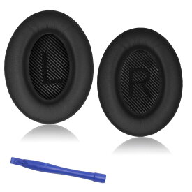 プロフェッショナル 交換用イヤーパッド Bose QuietComfort 35 (QC35) ＆ QuietComfort 35ii (QC35ii) プレミアムヘッドフォン イヤーパッド クッション 柔らかいレザーと低反発素材 ブラック