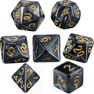 Yourandoll 7 ʑ̂̃_CX TCR 16mm D20 D12 D10 D8 D6 D4 Dungeons and Dragons ADNDA TRPGA MTGȂǃe[uQ[p (ubN O[)