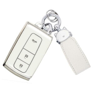 ZANEKO キーケース適合トヨタダイハツ タント タントカスタム タントエグゼ ムーヴ ムーヴカスタム パッソ ミラココア ブーン COOキーカバー (猫、シルバーホワイト)