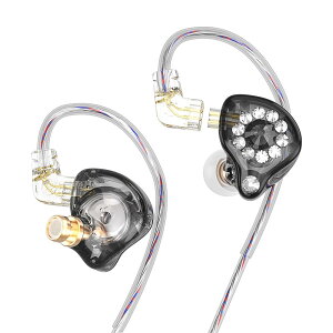 QKZ AK6 Spark HiFi�w�b�h�t�H���A11mm PET�����_�C���t�����_�C�i�~�b�N�C���z���A3.5mm�C���C���[�M�t�g�C���z���A�}�C�N�t��DJ�~���[�W�b�N�w�b�h�Z�b (�}�C�N����, �u���b�N)
