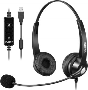 ヘッドセットUSB ノイズキャンセリングマイク付きとオーディオ制御 PC用ヘッドホン ビジネス、Skype、オフ ィス、Web会議、リモートワーク、コールセンター、在宅勤務に適用される 明瞭な会
