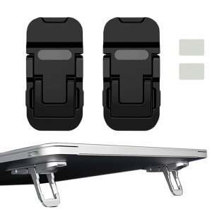 AIFOEVER ノートパソコン スタンド ノート PC スタンド macbook パソコン ホルダー 冷却パッド 貼り付け 折り畳み 人間工学 三段階調 亜鉛合金製 冷却 放熱 滑り止め 軽量 持ち運びに便利 (ブラッ