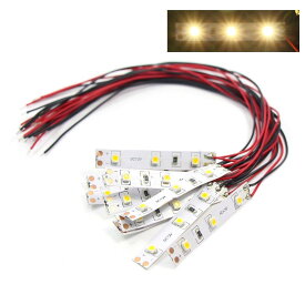 ジオラマ電飾に 温白色 のLEDフレキシブルストリップライト 50mm テープLED 10本入り 配線付き 12V