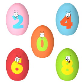 KrauzPet 犬 おもちゃ 音が鳴る 噛むおもちゃ 卵 【5点セット・数字・偶数】 可愛い柄 ストレス解消 運動不足解消 投げる玩具 頑丈 知育玩具 小型犬・子犬に適用 歯磨き ボール 犬用玩具 (5点数字1)