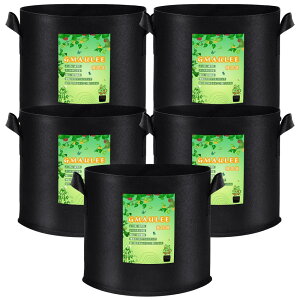 GMAULEE 不織布プランター 栽培袋 布鉢 20ガロン5個セット フェルト 植え袋 植物育成 厚手 通気性 持ち手付き 花栽培 野菜栽培 園芸果物栽培