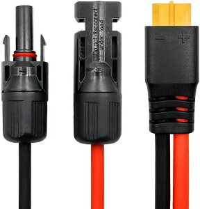 NIICOLO MC4 �\�[���[�[�d�P�[�u�� 2m (200cm) MC4 to XT60 �ϊ��A�_�v�^�[ 12AWG 4mm2 �\�[���[�p�l���p �|�[�^�u���d���Ή� ���z�����d�p�P�[�u�� �h���E�h�o�݌v ���z���p�l���ڑ��P�[�u���i2m�j