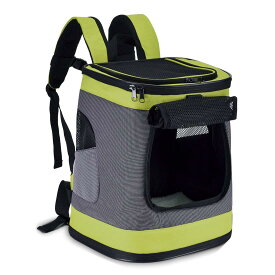 Pettom 猫 きゃりーバッグ リュック 犬 ペットキャリーリュック 猫リュック 可愛い 通気 ペットリュック 崩れないタイプ (グリーン)