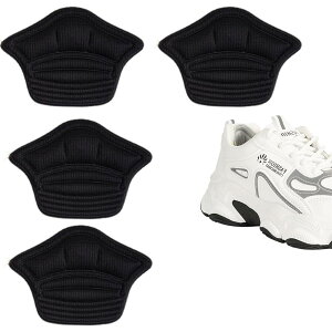 【Marcea】靴ずれ防止 かかとパッド 靴かかと保護パッド パカパカ防止 サイズ調節 粘着シール付き 男女兼用 自由にカット可能 (タイプ C, ブラック(2足組))