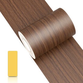 マスキ ングテープ 木目 ブラウン 幅10cm 長さ5m 窓枠用リメイクシート 木目 テープ 強力 壁紙シール 花柄 レトロ 強い粘着力 防水 巾木シート 木口テープ 簡単 diy 窓枠、ドア枠、引き戸、巾木、壁、洗面所、浴室などに使用 (道具を付帯)