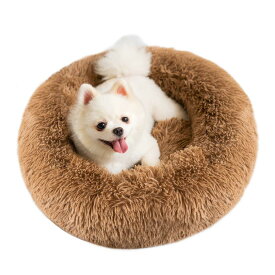 Epochtech ペットベッド 猫ベッド 犬ベッド ふわふわ ラウンド型 暖かい ペットクッション 滑り止め 防寒 洗濯可能 子犬 猫用 サイズ選択可 カラー選択可 (40cm, カーキ/取り外し可能)
