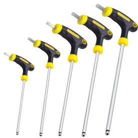 KEWAYO 5本セット 六角棒レンチT型 ロングボールポイント クロムバナジウム鋼2.5mm/3mm/4mm/5mm/6mmT形六角棒レンチ 修理 車 機械 バイク修理に適用