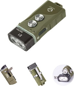 RovyVon E1 ハイブリッド電池 超小型 懐中電灯, デュアルLED 6500Kクールホワイトで最大700ルーメン、ポケットサイズのUSB-C充電式キーホルダー型懐中電灯、内蔵リポ/交換可能な単4でデュアルパ