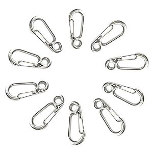 カラビナ 小 ミニ型 10個セット ミニカラビナ カラビナスナップ キーホルダー 小物 鍵 つける先 キャンプ ハイキング TEMLUM (シルバー01)