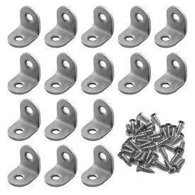L字アングルブラケット 16個 ステンレス製 直角ブラケット 20×20×16mm ステンレスネジ32個付 L字金具 棚受け金具 アングル