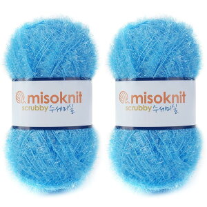 Misoknit Pastel Scrubby Yarn for dishcloths Crocheting 2 Skeins Polyester 100%, 2.8oz(80g) Each, 196 Yards per Skein (Sky Blue)