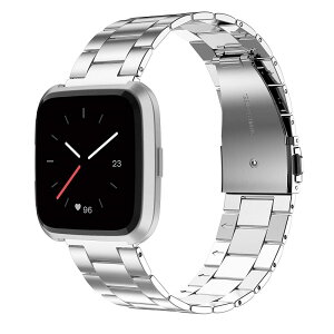 Fitbit Versa/Fitbit Versa2 バンド, Fitbit Versa バンド ステンレス フィットビットVersa 軽量 交換用バンド Fitbit Versa スマートウォッチアクセサリー 調整工具付 全3色 (シルバー)