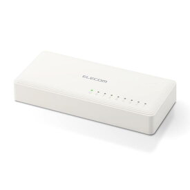 エレコム スイッチングハブ 8ポート ギガビット プラスチック筐体 コンパクト 軽量 ACアダプター付属/壁掛け設置対応/静音ファンレス/省電力/EU RoHS指令準拠 ホワイト EHC-G08PA3-W