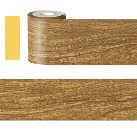 Anloma マスキ ングテープ 木目 幅10cm x 長さ5m チーク木目 厚手 リメイクシート 窓枠用リメイクシート 木目テープ 壁紙シール 強い粘着 剥がせる 補修 防水防汚 木口 巾木 窓枠用 DIY模様替え (道具付き)