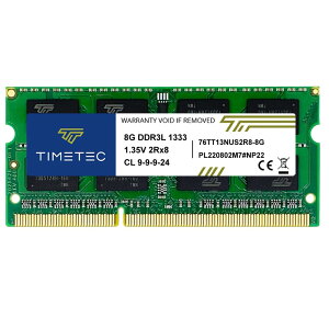 Timetec 8GB m[gPCp DDR3 / DDR3L 1333MHz PC3-10600 Non-ECC Unbuffered 1.5V / 1.35V CL9 2Rx8 Dual Rank 204 Pin SODIMM