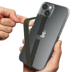 Sinjimoru 伸びるスマホストラップ、 i Phone16 Plus Pro Pro Max i Phone15 14 13 12 シリーズ スマホケース対応シリコンフィンガーホルダー、薄型ワイヤレス充電対応スマホホルダー、片手操作、落下防止スマホベルトグリップ。Sinji Loop オリーブグレイ