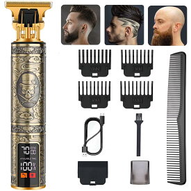 バリカン LRCUOPY 電動バリカン ヘアカッター 散髪用 USB充電式 コードレス 高さ調節可能1.5-4mm LED電量ディスプレイ 3段階速度調節 ばりかん 低騒音 防水 プロ仕様 セルフカット メンズ 家庭用 業務用 日本語説明書