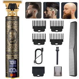 バリカン LRCUOPY 電動バリカン ヘアカッター 散髪用 USB充電式 コードレス 高さ調節可能1.5-4mm LED電量ディスプレイ 3段階速度調節 ばりかん 低騒音 防水 プロ仕様 セルフカット メンズ 家庭用 業務用 日本語説明書