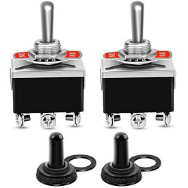 Kiligen 2個 6ピン/3ポジション 高耐久ロッカートグルスイッチ 0~110V/15A DPDTラッチオン/オフ/オンスイッチ 防水キャップ付き