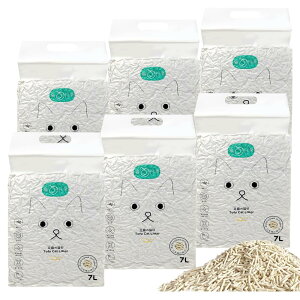 Gatitos 猫砂 おから 固まる 消臭 燃える/トイレに流せる 飛び散らない おからの猫砂 天然素材 真空パック 7L/*6袋