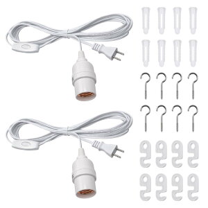 DiCUNO �R�[�h�t���\�P�b�g E26 �d���\�P�b�g �R���Z���g �݂艺���X�C�b�`�t�� 4m �z���C�g �I�V���� 2�Z�b�g