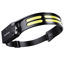 Tebool ヘッドライト Type-C充電式 大容量1800mAh 高輝度 LED 800ルーメン 手振りセンサー機能付き 4種点灯モード 赤＆白ライト 頭につけ ヘッドランプ 防水防塵 夜釣り 最適 登山 キャンプ 散歩 作業 釣り アウトドア 災害 停電用 小型 超軽量 ヘッド ライト