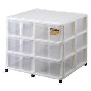 天馬(Tenma) たくさん収納できる衣装ケース 日本製 押入れ収納ケース キャスター付き中身の見えるクリアケース 引き出し収納ケース【組立式】【色 ホワイト】 【型番 WM-306】 【幅74×奥行70×